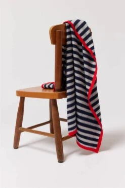 Baby Cashmere Blanket In Rouge, Navy Grey Stripe -Deux Amies Shop alessandra accessory baby cashmere blanket in rouge 31071374639158