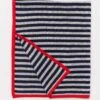 Baby Cashmere Blanket In Rouge, Navy Grey Stripe