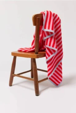 Baby Cashmere Blanket In Water, Pink Red Stripe -Deux Amies Shop alessandra accessory baby cashmere blanket in water 31071375458358