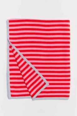 Baby Cashmere Blanket In Water, Pink Red Stripe