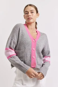 Addison Cashmere Cardi In Confetti