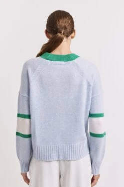 Addison Cashmere Cardi In Water -Deux Amies Shop alessandra cardigan addison cashmere cardi in water 41227997085990