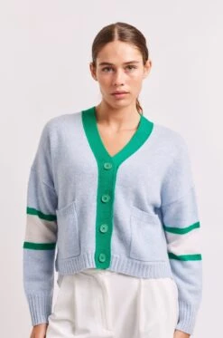 Addison Cashmere Cardi In Water