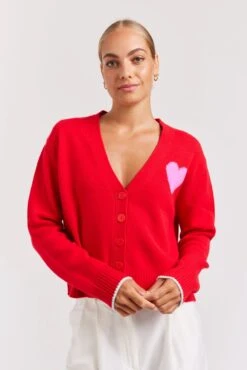 Betty Cardi In Fire Engine -Deux Amies Shop alessandra cashmere cardigan betty cardi in fire engine 40952659476774