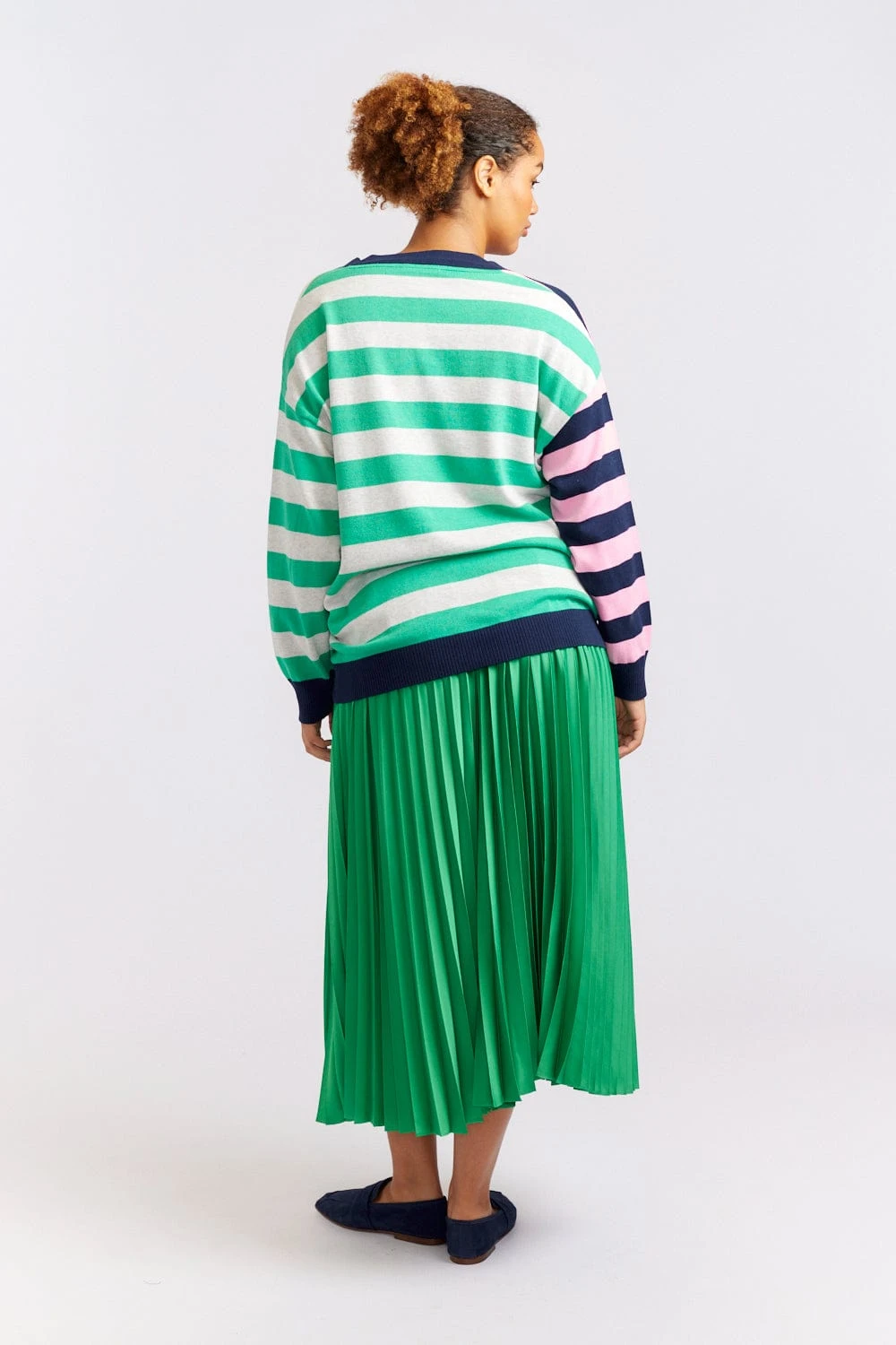 Bon Bon Cotton Cardi In Navy/Emerald 7 Bon Bon Cotton Cardi In Navy/Emerald - Image 7