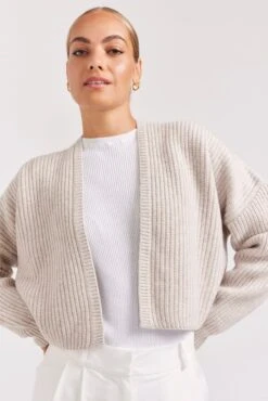 Vivi Cardi In Porridge -Deux Amies Shop alessandra cashmere cardigan vivi cardi in porridge 40953905840422