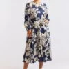 Jitterbug Cotton Silk Dress In Navy Aster