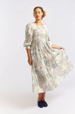 Julietta Cotton Silk Dress In Wheaten Aster -Deux Amies Shop alessandra cashmere dresses julietta cotton silk dress in wheaten aster 40471399432486
