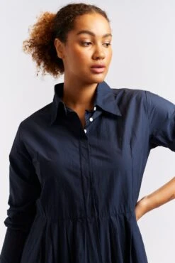 Juniper Poplin Dress In Navy -Deux Amies Shop alessandra cashmere dresses juniper poplin dress in navy 40460797313318