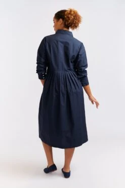 Juniper Poplin Dress In Navy -Deux Amies Shop alessandra cashmere dresses juniper poplin dress in navy 40460797378854