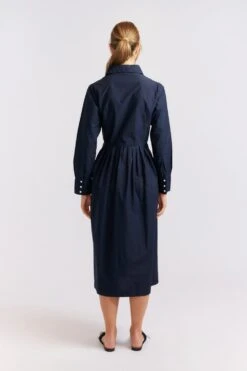 Juniper Poplin Dress In Navy -Deux Amies Shop alessandra cashmere dresses juniper poplin dress in navy 40460798492966