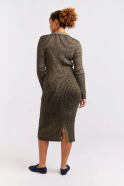 Luna Knit Dress In Black Lurex -Deux Amies Shop alessandra cashmere dresses luna knit dress in black lurex 40439633543462