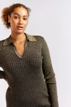 Luna Knit Dress In Black Lurex -Deux Amies Shop alessandra cashmere dresses luna knit dress in black lurex 40439633674534