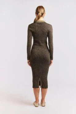 Luna Knit Dress In Black Lurex -Deux Amies Shop alessandra cashmere dresses luna knit dress in black lurex 40439637049638