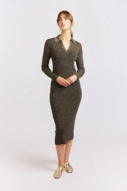 Luna Knit Dress In Black Lurex