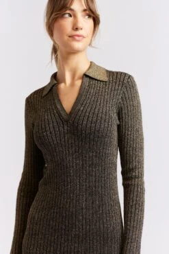 Luna Knit Dress In Black Lurex -Deux Amies Shop alessandra cashmere dresses luna knit dress in black lurex 40439637180710