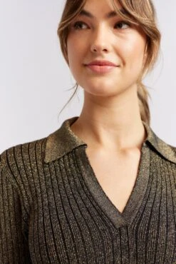 Luna Knit Dress In Black Lurex -Deux Amies Shop alessandra cashmere dresses luna knit dress in black lurex 40439637213478