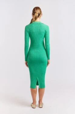 Luna Knit Dress In Emerald Lurex -Deux Amies Shop alessandra cashmere dresses luna knit dress in emerald lurex 40439643996454