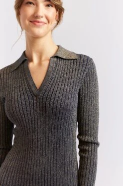 Luna Knit Dress In Navy Lurex