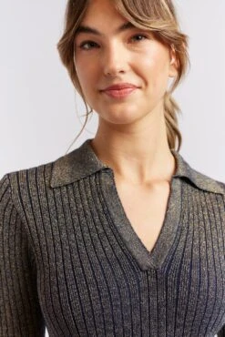 Luna Knit Dress In Navy Lurex 9 Luna Knit Dress In Navy Lurex -Deux Amies Shop alessandra cashmere dresses luna knit dress in navy lurex 40439650582822