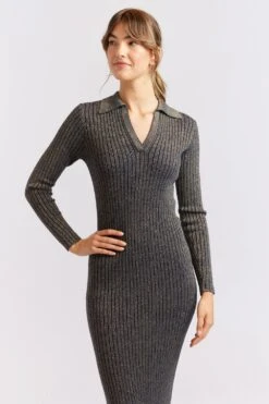 Luna Knit Dress In Navy Lurex 8 Luna Knit Dress In Navy Lurex -Deux Amies Shop alessandra cashmere dresses luna knit dress in navy lurex 40439650648358