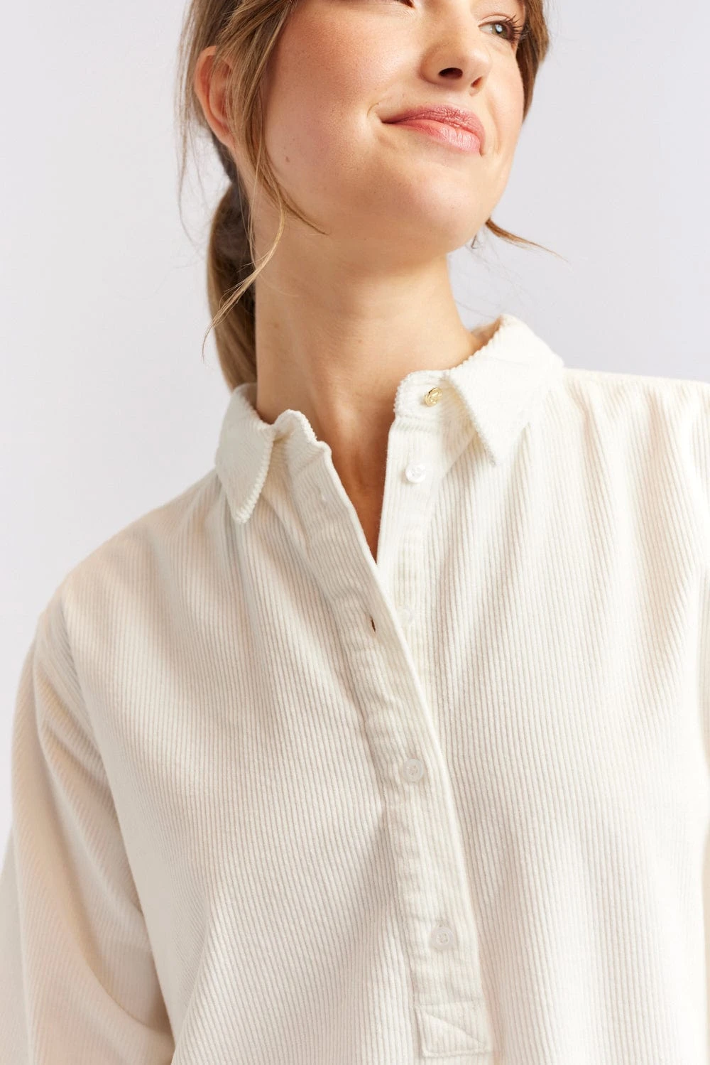 Overshirt Corduroy Dress In Ivory 5 Overshirt Corduroy Dress In Ivory - Image 5