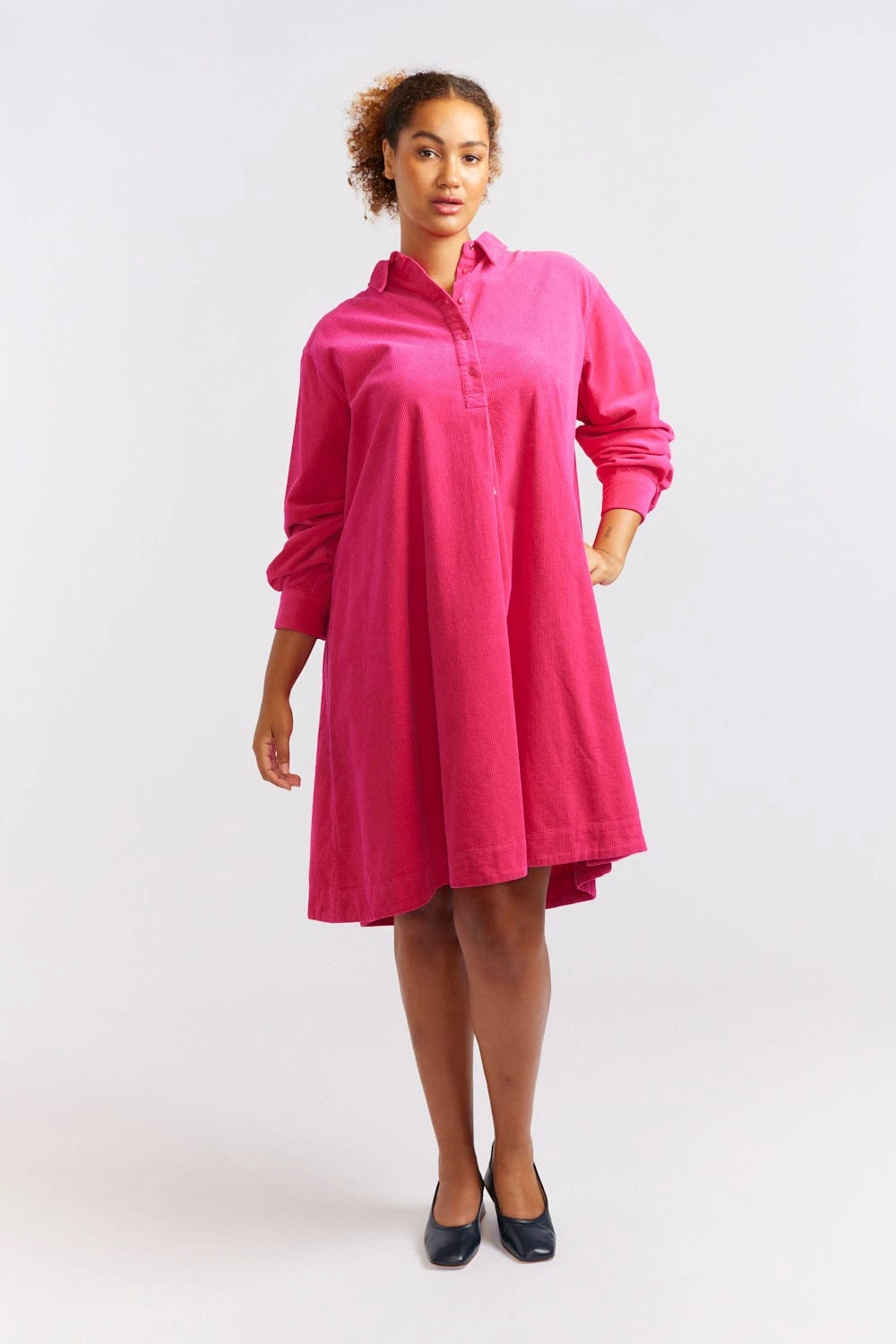 Overshirt Corduroy Dress In Magenta 6 Overshirt Corduroy Dress In Magenta - Image 6