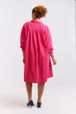 Overshirt Corduroy Dress In Magenta 20 Overshirt Corduroy Dress In Magenta -Deux Amies Shop alessandra cashmere dresses overshirt corduroy dress in magenta 40424999977254