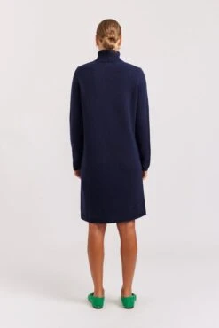 Velma Knit Dress In Goodnight Navy -Deux Amies Shop alessandra cashmere dresses velma knit dress in goodnight 41691562148134
