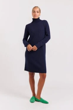 Velma Knit Dress In Goodnight Navy -Deux Amies Shop alessandra cashmere dresses velma knit dress in goodnight 41691562180902