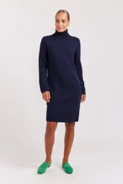 Velma Knit Dress In Goodnight Navy -Deux Amies Shop alessandra cashmere dresses velma knit dress in goodnight 41691562279206