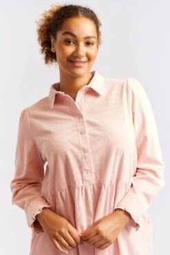 Willow Corduroy Dress In Dusty Pink -Deux Amies Shop alessandra cashmere dresses willow corduroy dress in dusty pink 40425046671654