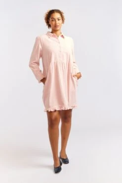 Willow Corduroy Dress In Dusty Pink -Deux Amies Shop alessandra cashmere dresses willow corduroy dress in dusty pink 40425046835494