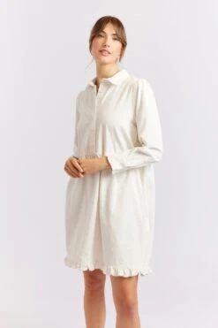 Willow Corduroy Dress In Ivory -Deux Amies Shop alessandra cashmere dresses willow corduroy dress in ivory 40425055125798