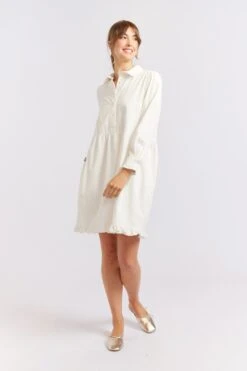 Willow Corduroy Dress In Ivory -Deux Amies Shop alessandra cashmere dresses willow corduroy dress in ivory 40425055256870