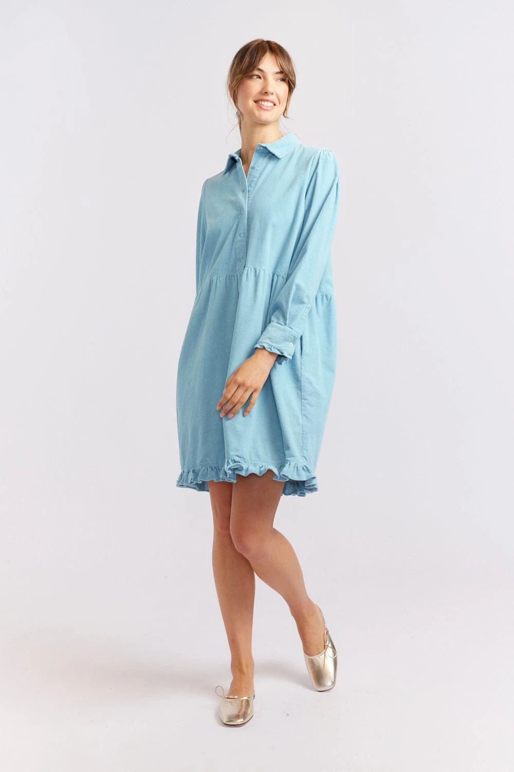 Willow Corduroy Dress In Oceanview 3 Willow Corduroy Dress In Oceanview - Image 3