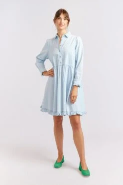 Willow Denim Dress In Pale Blue