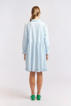 Willow Denim Dress In Pale Blue -Deux Amies Shop alessandra cashmere dresses willow denim dress in pale blue 40438704144678