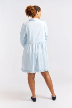 Willow Denim Dress In Pale Blue -Deux Amies Shop alessandra cashmere dresses willow denim dress in pale blue 40438707454246