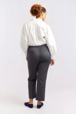 Black Tie Wool Pant In Grey -Deux Amies Shop alessandra cashmere pants black tie wool pant in grey 40460765856038
