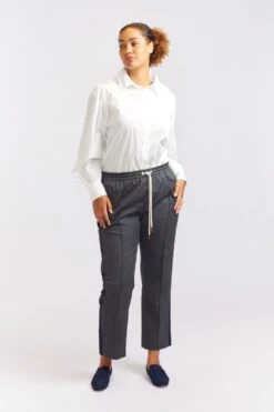 Black Tie Wool Pant In Grey -Deux Amies Shop alessandra cashmere pants black tie wool pant in grey 40460765987110