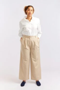 Laurel Blend Pant In Sand -Deux Amies Shop alessandra cashmere pants laurel blend pant in sand 40461432684838