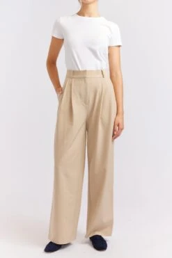 Laurel Blend Pant In Sand -Deux Amies Shop alessandra cashmere pants laurel blend pant in sand 40461434421542