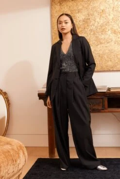 Laurel Wool Pant In Black -Deux Amies Shop alessandra cashmere pants laurel wool pant in black 40565499756838