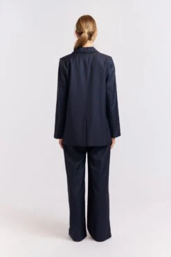 Laurel Wool Pant In Navy Houndstooth -Deux Amies Shop alessandra cashmere pants laurel wool pant in navy houndstooth 40461615857958