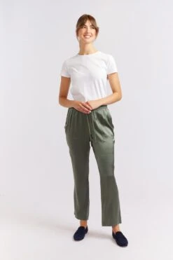 Savannah Silk Pant In Fern -Deux Amies Shop alessandra cashmere pants savannah silk pant in fern 40461297287462