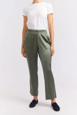 Savannah Silk Pant In Fern -Deux Amies Shop alessandra cashmere pants savannah silk pant in fern 40461297320230
