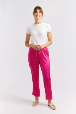 Savannah Silk Pant In Magenta -Deux Amies Shop alessandra cashmere pants savannah silk pant in magenta 40461305315622