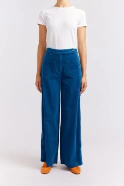 Wisteria Corduroy Pant In Blue Steel -Deux Amies Shop alessandra cashmere pants wisteria corduroy pant in blue steel 40425085075750