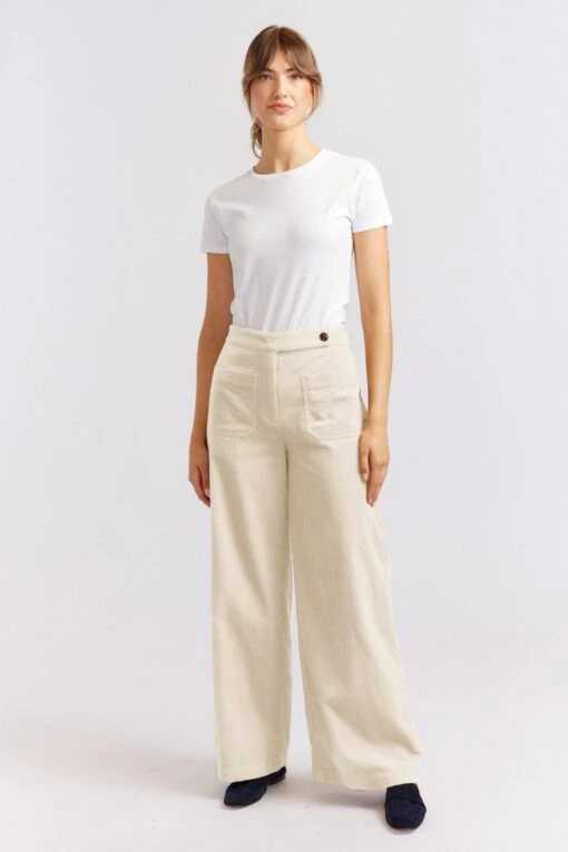 Wisteria Corduroy Pant In Ivory -Deux Amies Shop alessandra cashmere pants wisteria corduroy pant in ivory 40438683173158